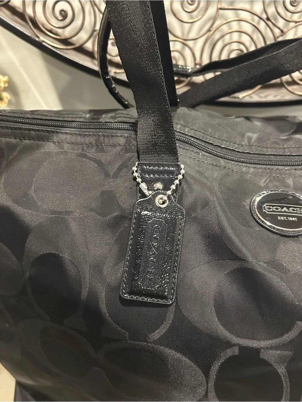Coach Black Signature travel/ packable weekend bag